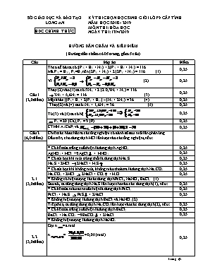 Hướng dẫn chấm thi Đề thi chọn học sinh giỏi cấp tỉnh môn Hóa học Lớp 9 - Đề chính thức - Năm học 2018-2019 - Sở giáo dục và đào tạo Long An